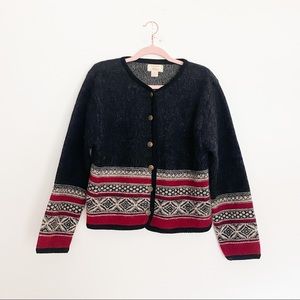 Vintage Tally Ho Fair isle Nordic Icelandic Cardigan Sweater Jacket MP